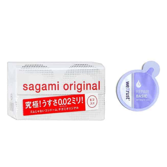  Cửa hàng bán Полиуретановые презервативы Sagami Original 0.02 6 шт + Лубрикант Wettrust Repair Basic на водной основе, 2 мл  giá tốt 